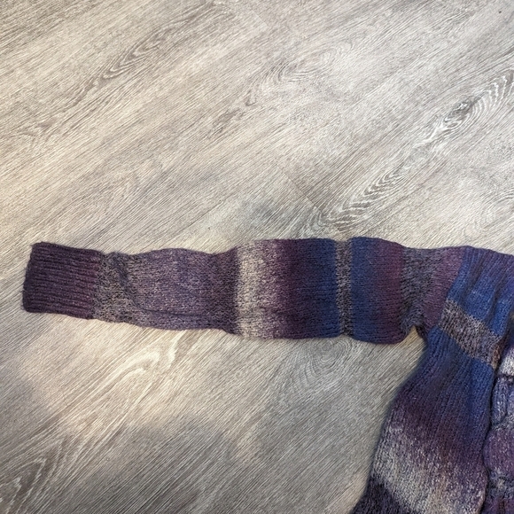 Woman's Aeropostale Striped Acrylic Wool Blend Cardigan-Purple,Blue,Gray-Size XS - Picture 7 of 7